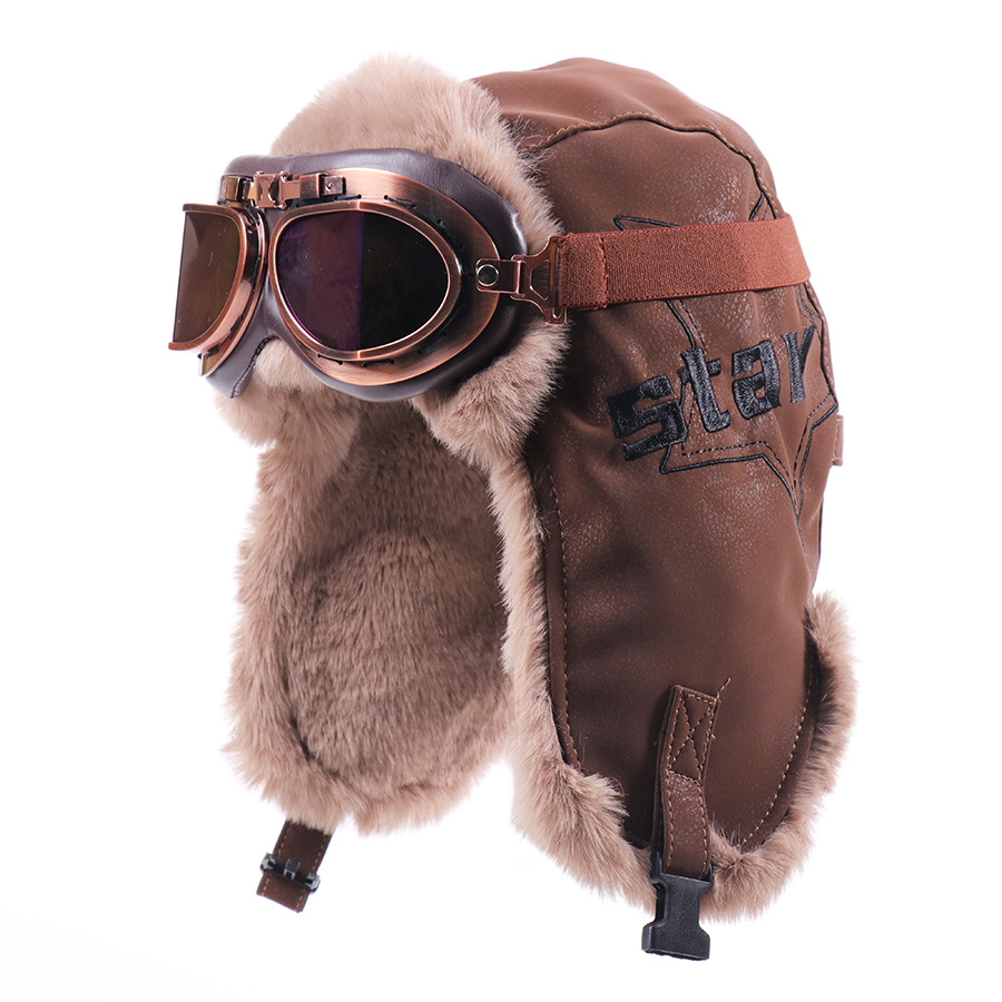 Trapper Hat Ear Flap - 남녀공용 빈티지 할리 파일럿 트래퍼 모자,