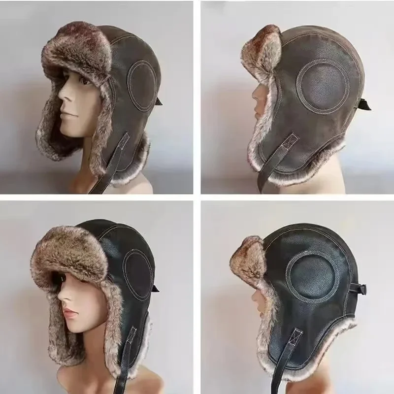 Trapper Hat Ear Flap - 가죽 스노우윈트 캡 귀덮개 방풍 따뜻한