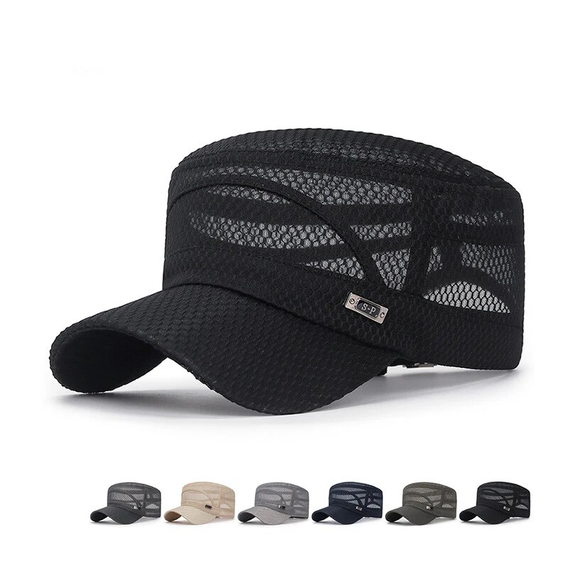 Snapback Hat Flat - 뉴 아이언 라벨 풀 넷 통기성