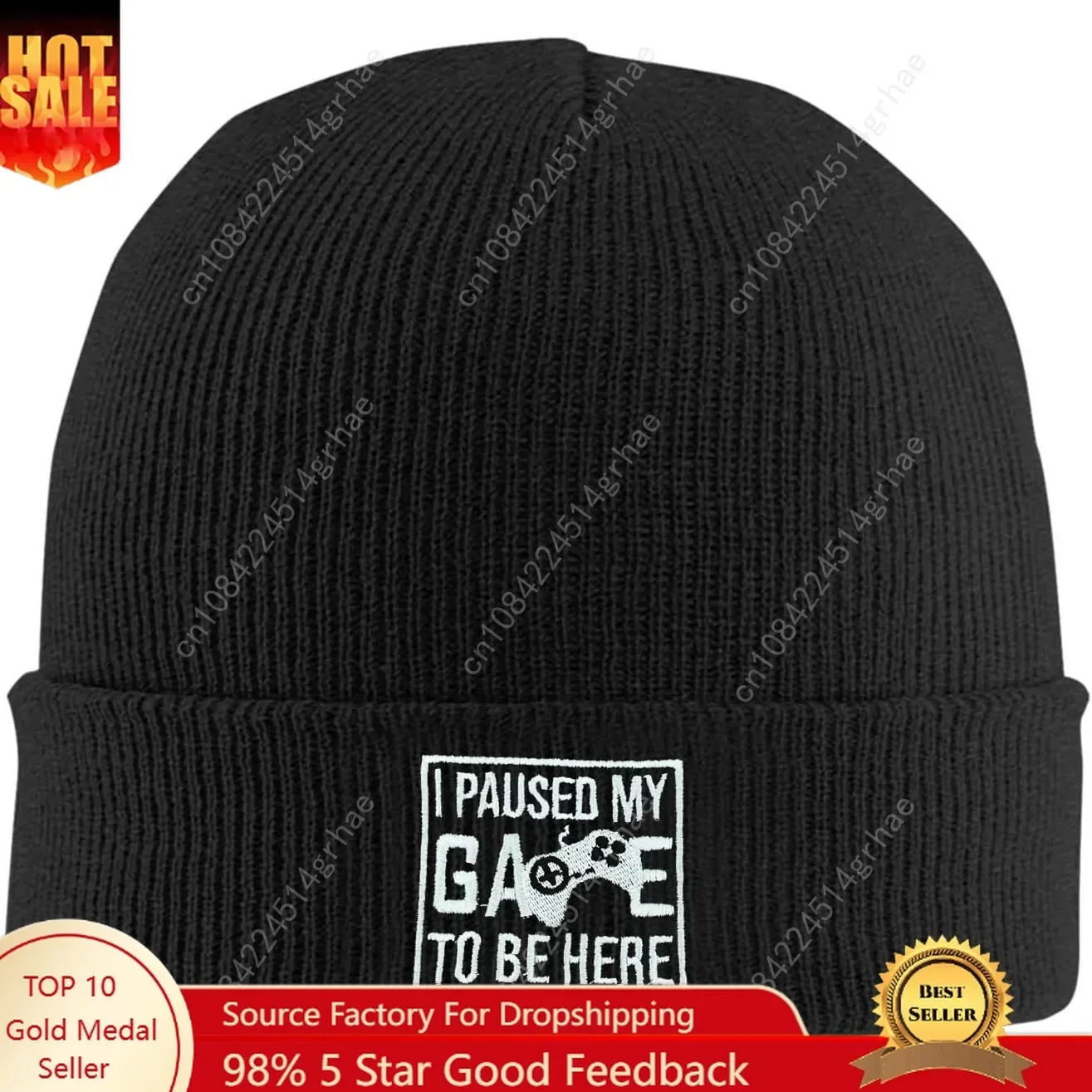 Beanie Cuffed Knit - 물고기 자수 비니 모자 겨울 따뜻한
