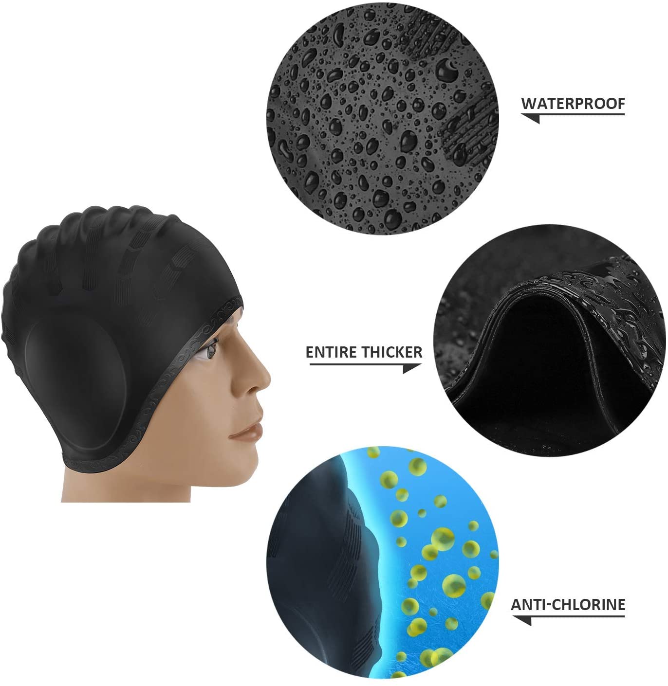 성인 수영 모자 남자 여자 실리콘 풀 모자 귀는 긴 짧 - Swim Hat Silicone 리뷰 및 가격