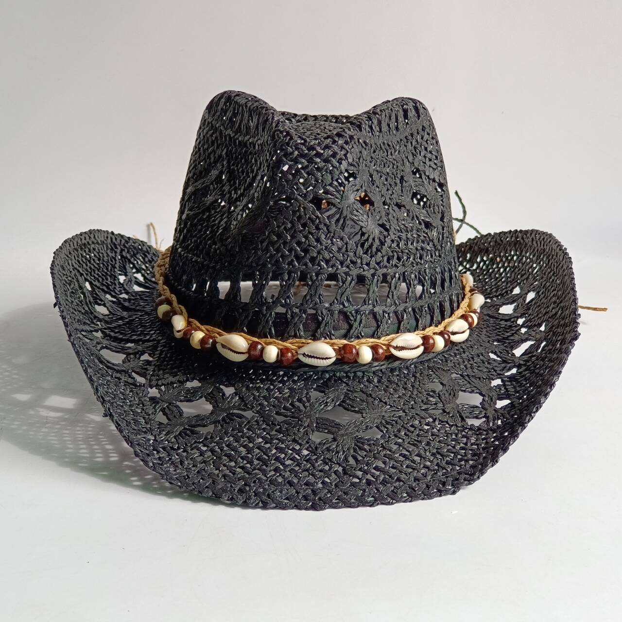 여름 밀짚모자 해변 여성 남성 카우보이 모자 나무 구슬 - Cowboy Hat Straw 리뷰 및 가격
