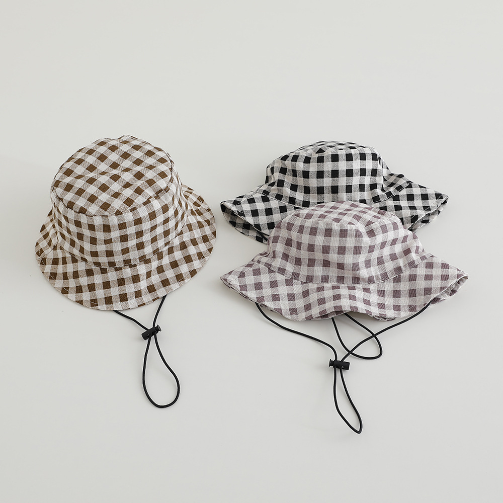 넓은 챙 가을 햇빛 가리개 모자 아기 체크 무늬 어부  - Bucket Hat Cotton 리뷰 및 가격