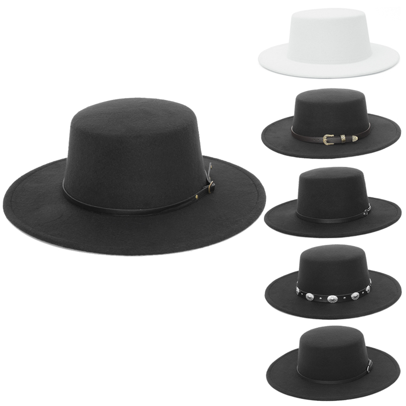 우아한 와이드 브림 페도라 모자 여성 남성용 플랫 탑  - Fedora Hat Wool 리뷰 및 가격